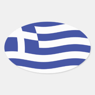 Ovalada Pegatina de la bandera de Grecia