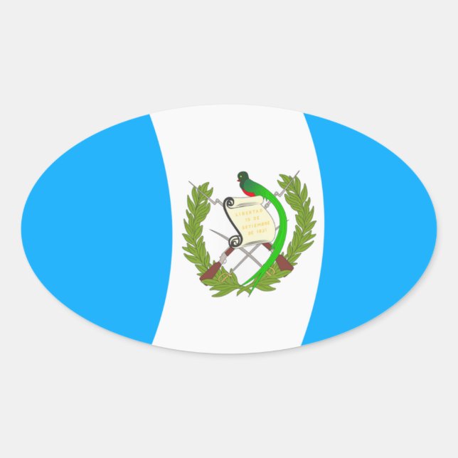 Ovalada Pegatina de la bandera de Guatemala (Anverso)
