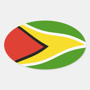 Ovalada Pegatina de la bandera de Guyana