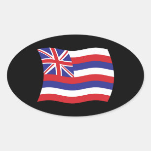 Ovalada Pegatina de la bandera de Hawái