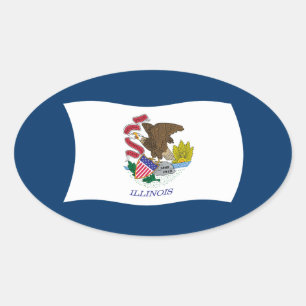 Ovalada Pegatina de la bandera de Illinois