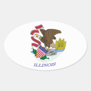 Ovalada Pegatina de la bandera de Illinois