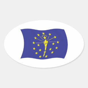 Ovalada Pegatina de la bandera de Indiana
