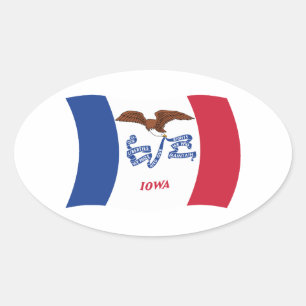 Ovalada Pegatina de la bandera de Iowa