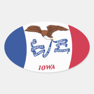 Ovalada Pegatina de la bandera de Iowa