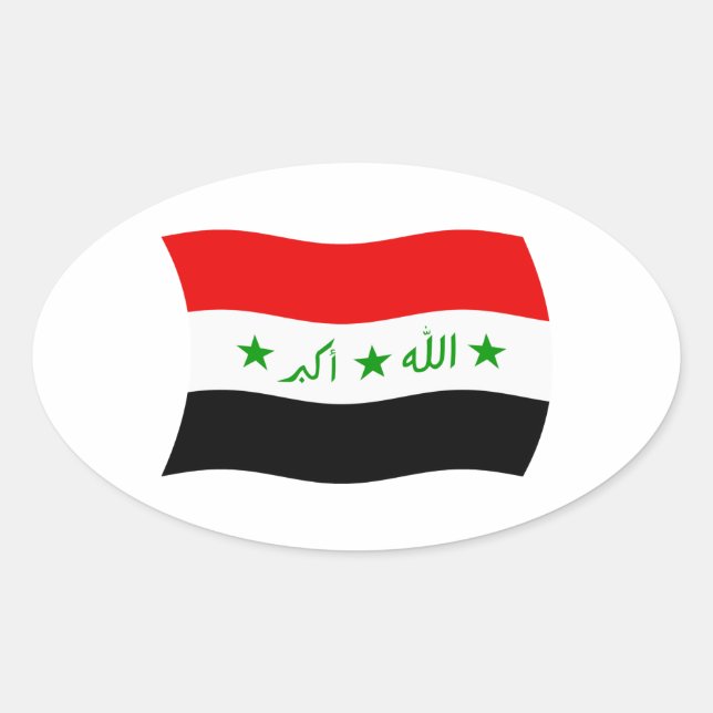 Ovalada Pegatina de la bandera de Irak (Anverso)