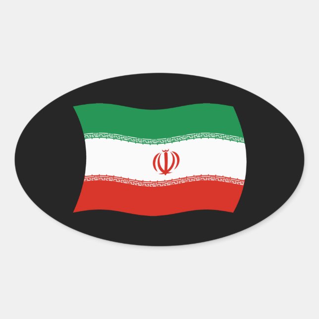 Ovalada Pegatina de la bandera de Irán (Anverso)