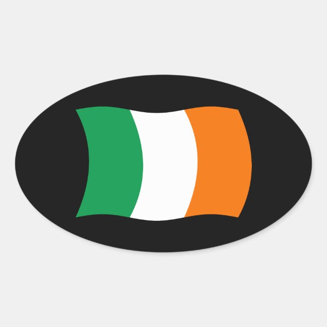 Ovalada Pegatina de la bandera de Irlanda (Anverso)