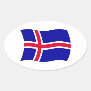 Ovalada Pegatina de la bandera de Islandia