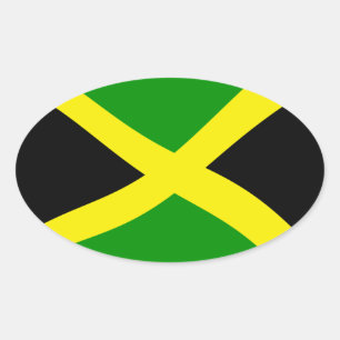 Ovalada Pegatina de la bandera de Jamaica