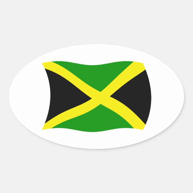 Ovalada Pegatina de la bandera de Jamaica (Anverso)