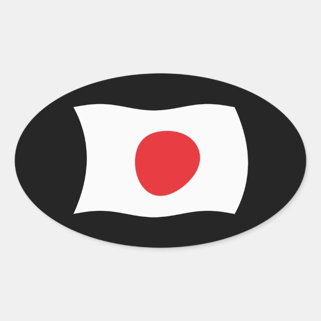 Ovalada Pegatina de la bandera de Japón (Anverso)