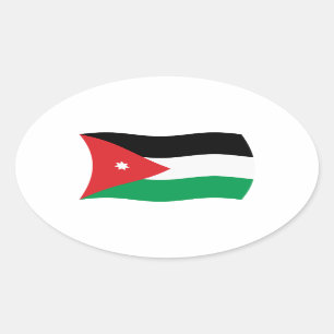 Ovalada Pegatina de la bandera de Jordania