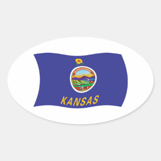 Ovalada Pegatina de la bandera de Kansas