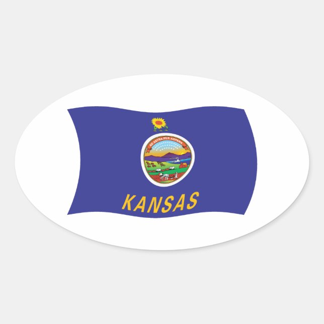 Ovalada Pegatina de la bandera de Kansas (Anverso)