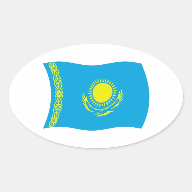 Ovalada Pegatina de la bandera de Kazajistán (Anverso)