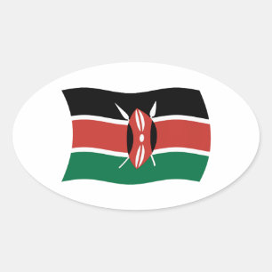 Ovalada Pegatina de la bandera de Kenia