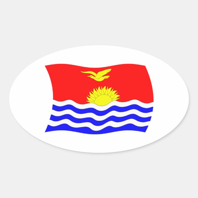 Ovalada Pegatina de la bandera de Kiribati (Anverso)