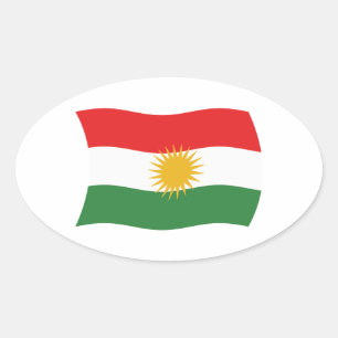 Ovalada Pegatina de la bandera de Kurdistán