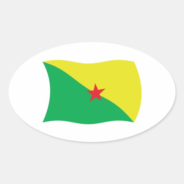 Ovalada Pegatina de la bandera de la Guayana Francesa (Anverso)