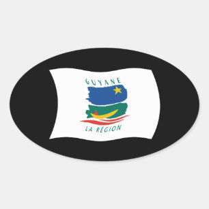 Ovalada Pegatina de la bandera de la Guayana Francesa