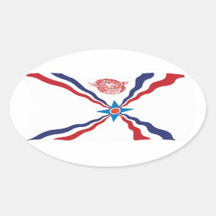 Ovalada Pegatina de la bandera de la nación asiria