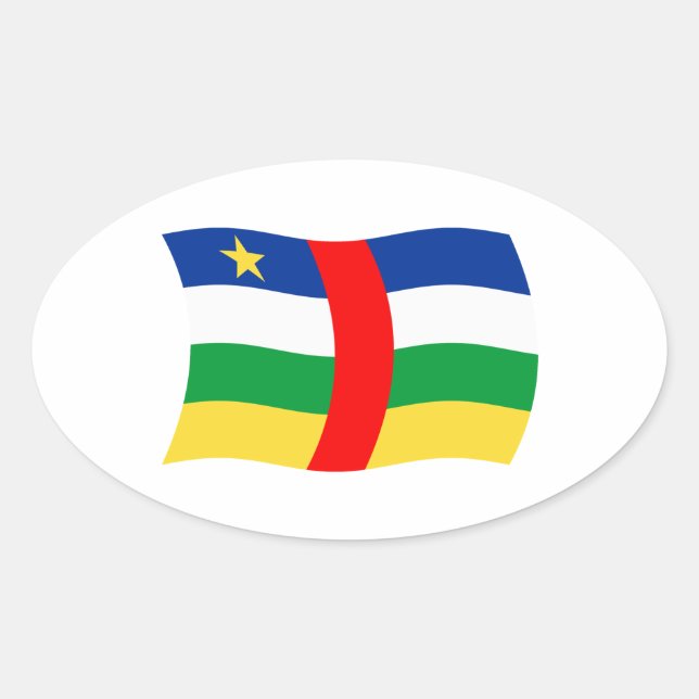 Ovalada Pegatina de la bandera de la República Centroafric (Anverso)