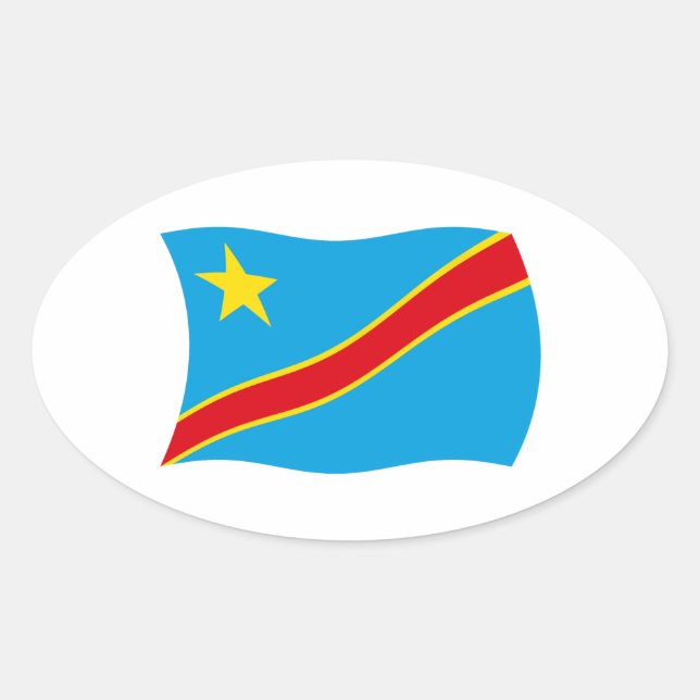 Ovalada Pegatina de la bandera de la República Democrática (Anverso)