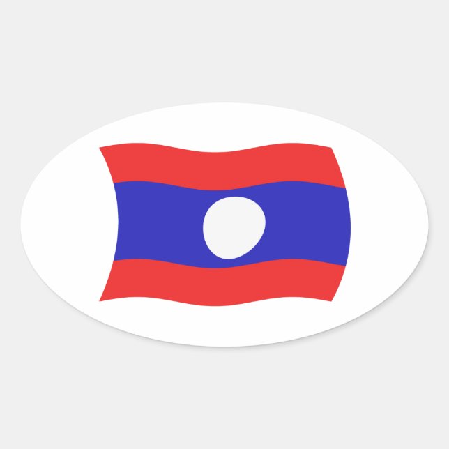 Ovalada Pegatina de la bandera de Laos (Anverso)