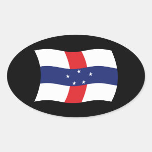Ovalada Pegatina de la bandera de las Antillas Neerlandesa