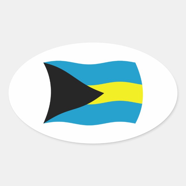 Ovalada Pegatina de la bandera de las Bahamas (Anverso)