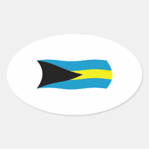 Ovalada Pegatina de la bandera de las Bahamas