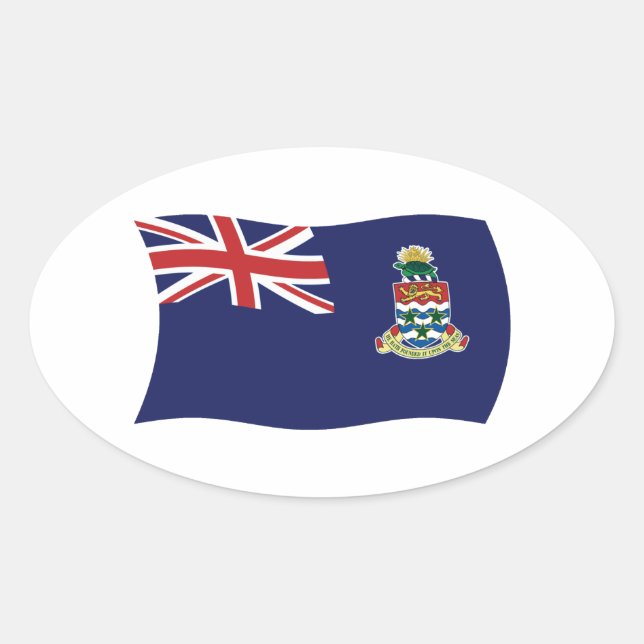 Ovalada Pegatina de la bandera de las Islas Caimán (Anverso)