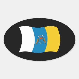 Ovalada Pegatina de la bandera de las Islas Canarias