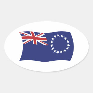 Ovalada Pegatina de la bandera de las Islas Cook