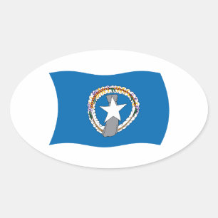 Ovalada Pegatina de la bandera de las Islas Marianas del N