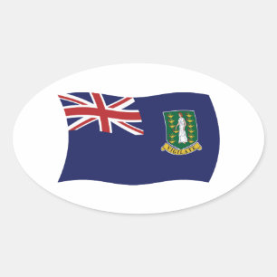Ovalada Pegatina de la bandera de las Islas Vírgenes Britá