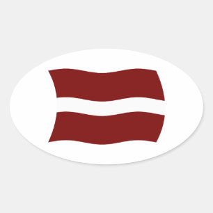 Ovalada Pegatina de la bandera de Letonia