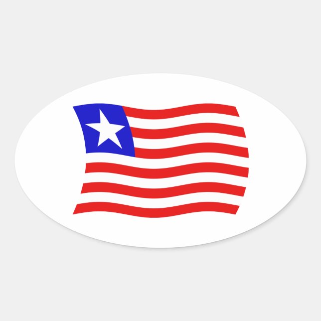 Ovalada Pegatina de la bandera de Liberia (Anverso)