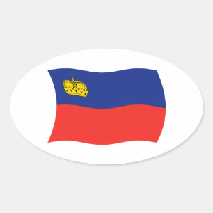 Ovalada Pegatina de la bandera de Liechtenstein