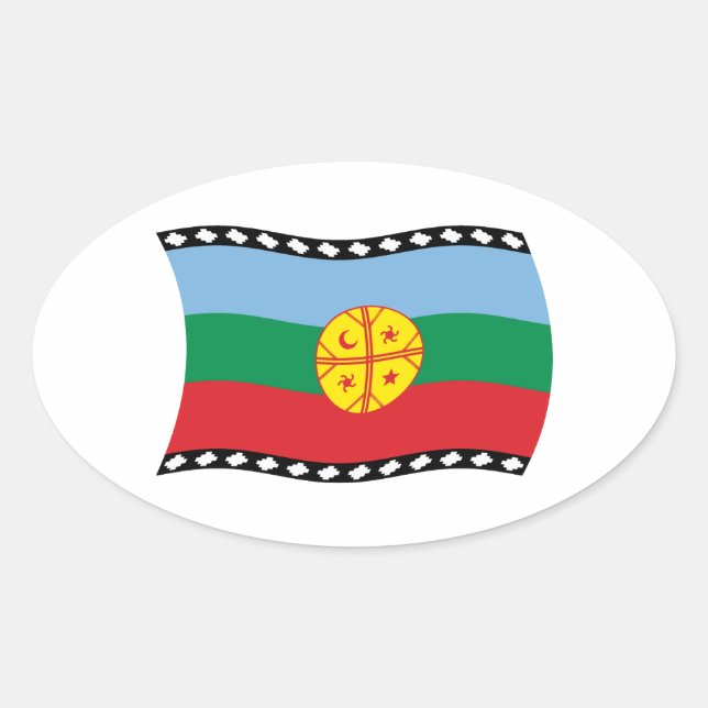 Ovalada Pegatina de la bandera de los mapuches (Anverso)