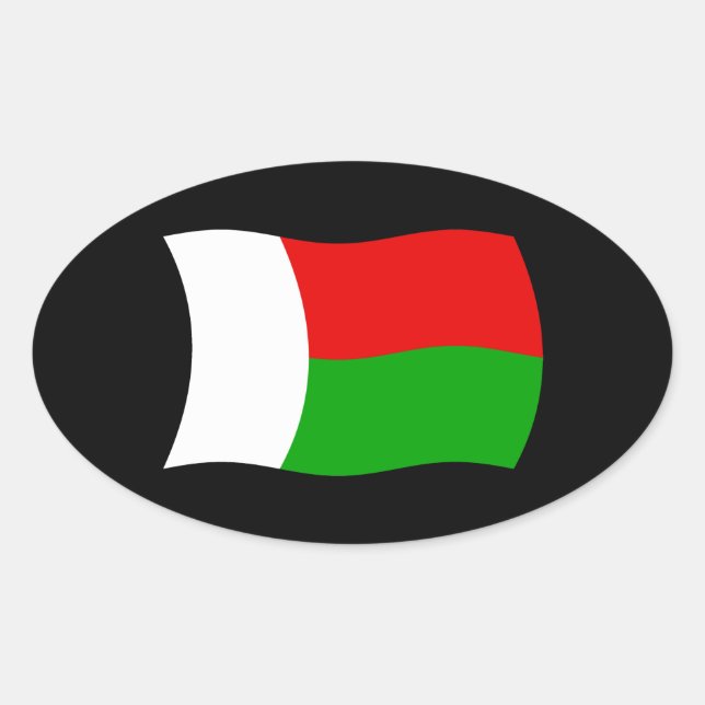 Ovalada Pegatina de la bandera de Madagascar (Anverso)