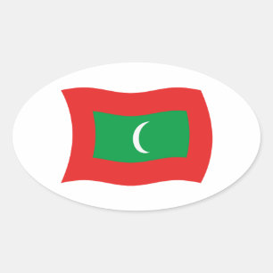 Ovalada Pegatina de la bandera de Maldivas