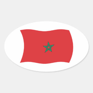Ovalada Pegatina de la bandera de Marruecos