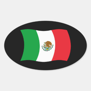 Ovalada Pegatina de la bandera de México