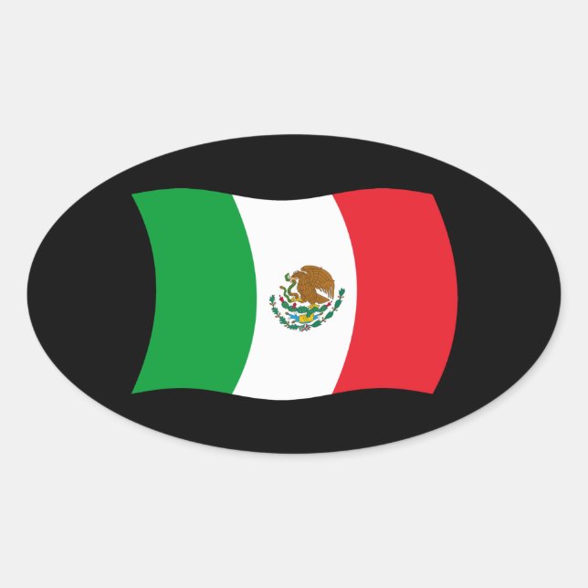 Ovalada Pegatina de la bandera de México (Anverso)