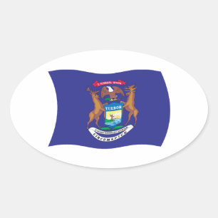 Ovalada Pegatina de la bandera de Míchigan
