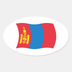 Ovalada Pegatina de la bandera de Mongolia