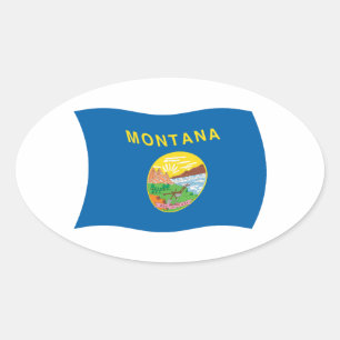 Ovalada Pegatina de la bandera de Montana
