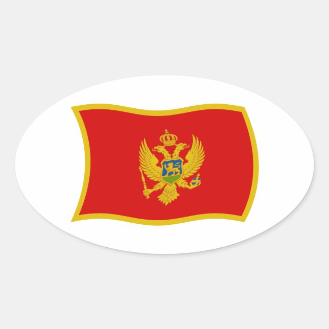Ovalada Pegatina de la bandera de Montenegro (Anverso)